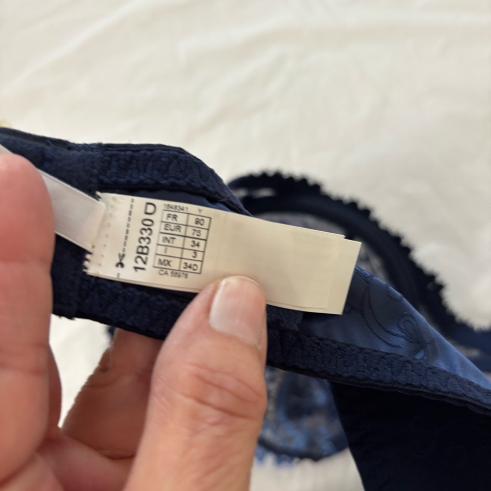 NWT Simone Perele Blue Wish Lace Demi Cut Bra SZ 34D - Picture 9 of 13